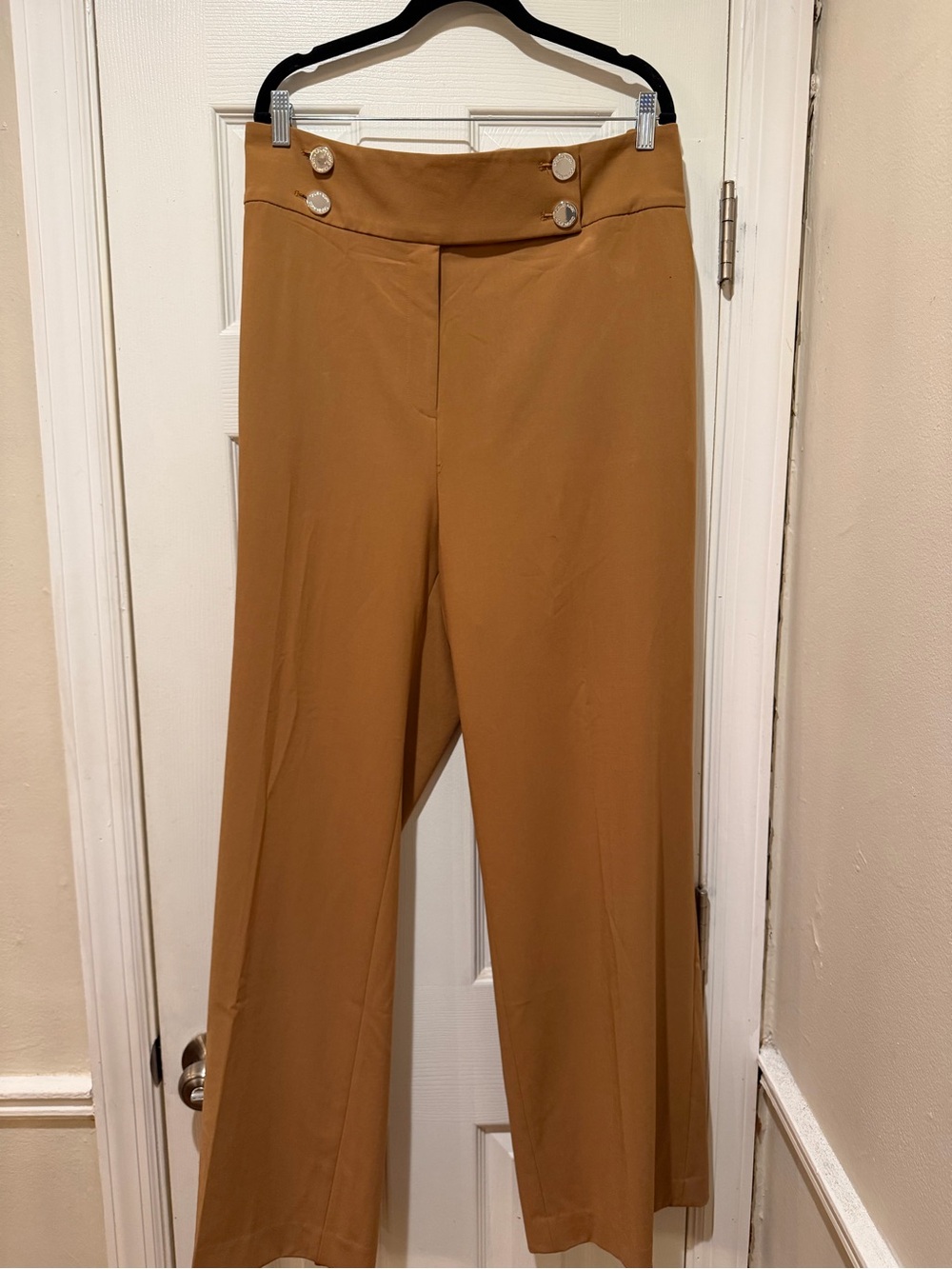 Tailored Calvin Klein High-Waist Wide Leg Pants in Camel